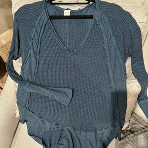 Free people, we the free; blue waffle knit tunic